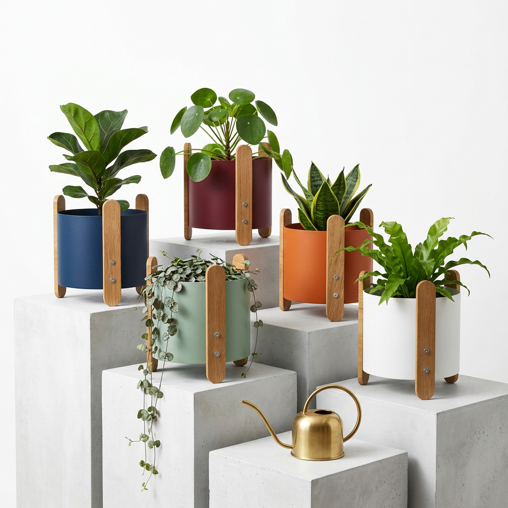Foliron Round Iron Planter — 18cm